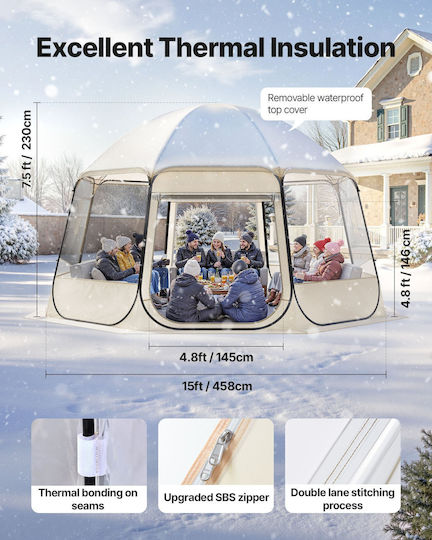 Vevor Winter Camping Tent Pop Up Transparent 458x432x230cm