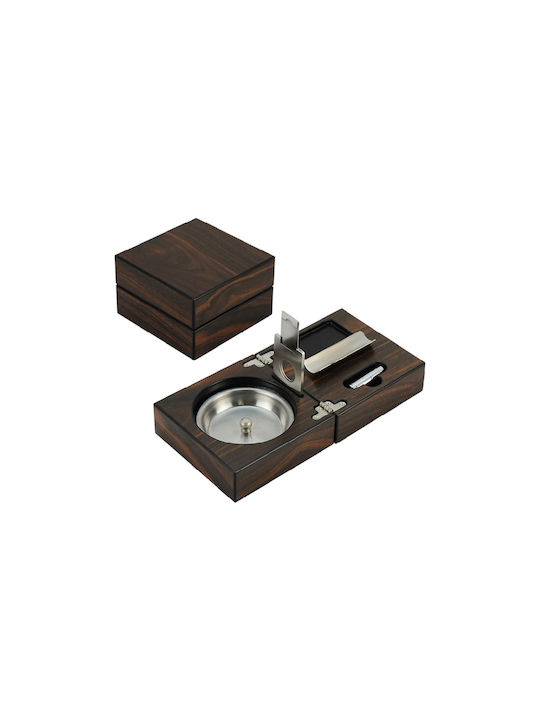 Raki Foldable Cigar Ashtray Set Cutter Puncher 12x12x7cm