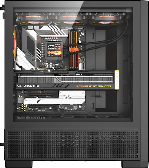 Darkflash AIR NOVA Gaming Full Tower Κουτί Υπολογιστή με Πλαϊνό Παράθυρο Μαύρο