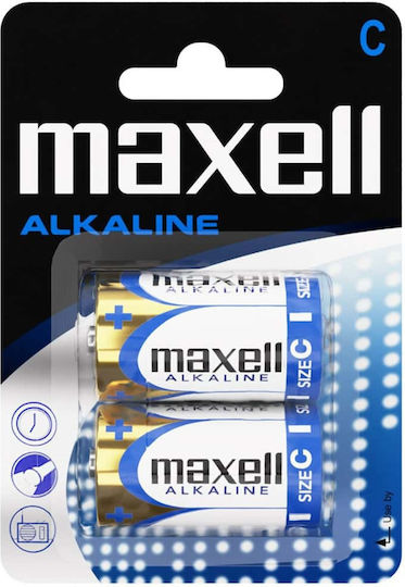Maxell Gold Alkaline Batteries Size C 1.5V 2 Pack