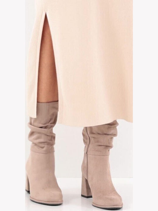 Women's Ankle Boots with Medium Heel Beige