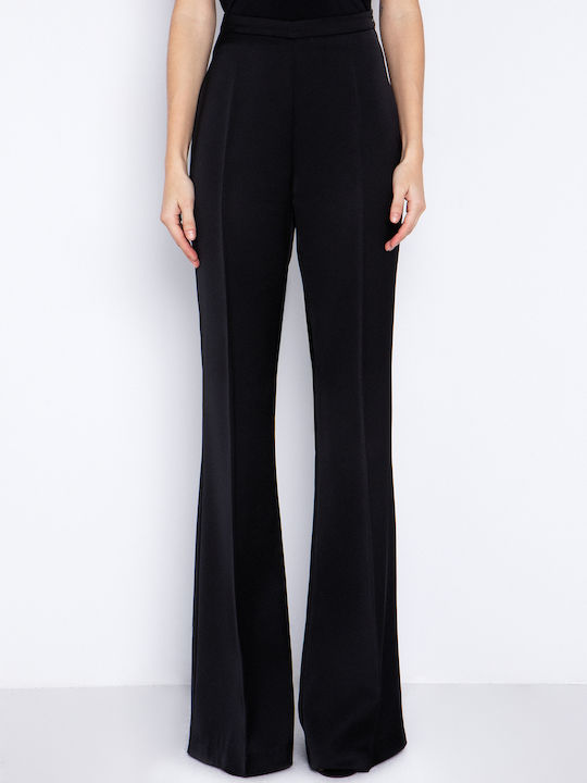 Women's Fabric Trousers Flared Black
