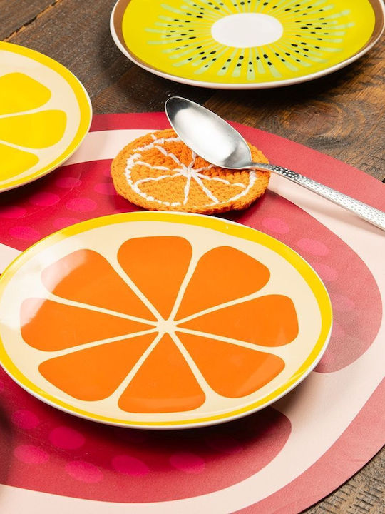 Villa D'Este Fruit Life Plate Desert made of Porcelain Orange 19.2cm 6pcs
