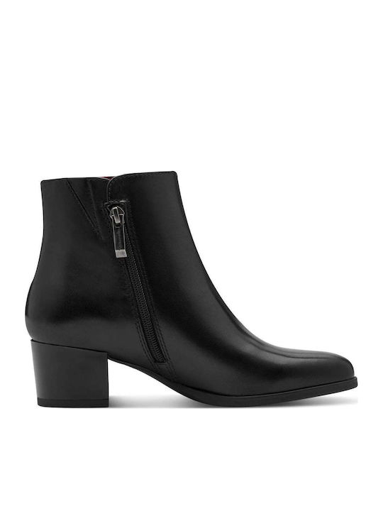 Leather Women's Ankle Boots with Medium Heel Black
