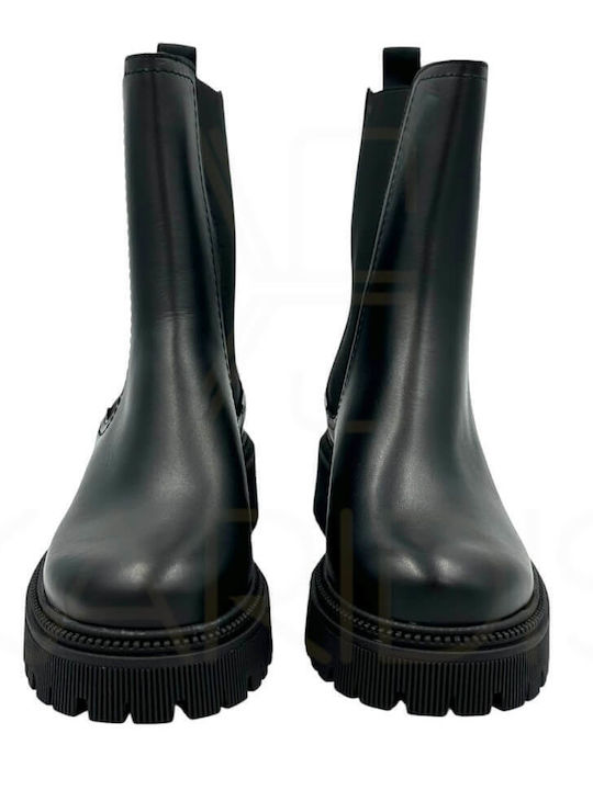 Δερμάτινα Γυναικεία Chelsea Μποτάκια Μαύρα