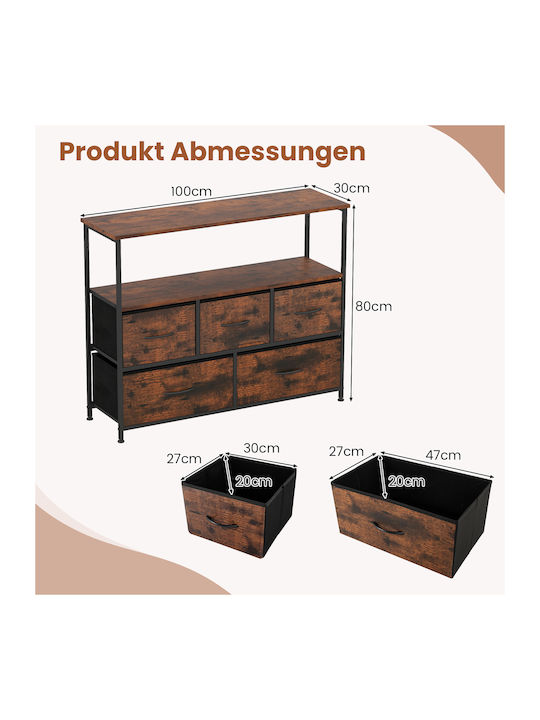 Shelf Wall Rustic Coffee 100x30x80cm