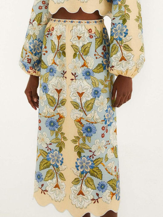 Midi Rock Blumen Blue