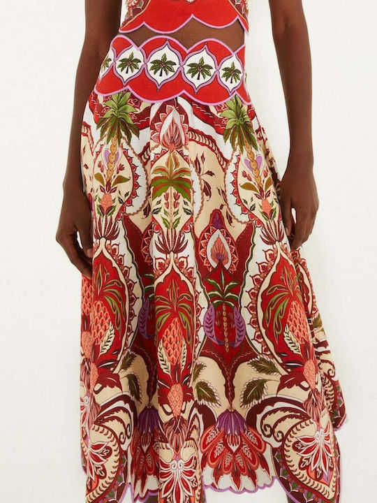 Midi Φούστα Floral Odara Red
