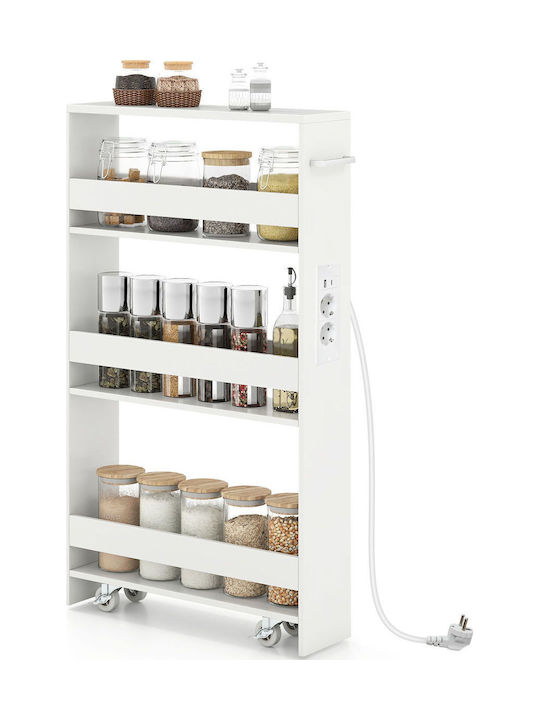 Costway Wooden Kitchen Trolley 5 Tiers White 47.5x13x80.5cm
