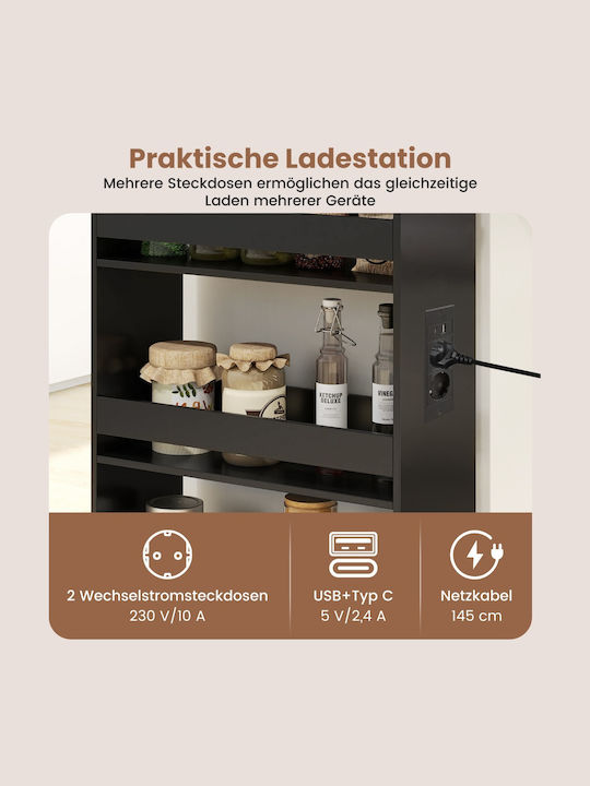 Costway Metallic Kitchen Trolley 4 Tiers Black 47.5x20x80.5cm