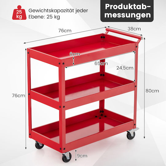 Costway Rack de bucătărie Metalic Roșie