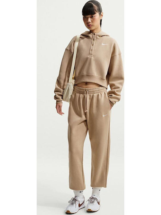 Phoenix Fleece Pants High Waist Sweatpants Fleece Beige