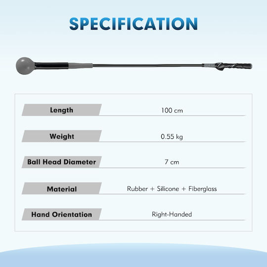 Costway Training Golf Tool 100cm Weighted Head Grip Rhythm Flexibility Balance Grey Sp38642hs