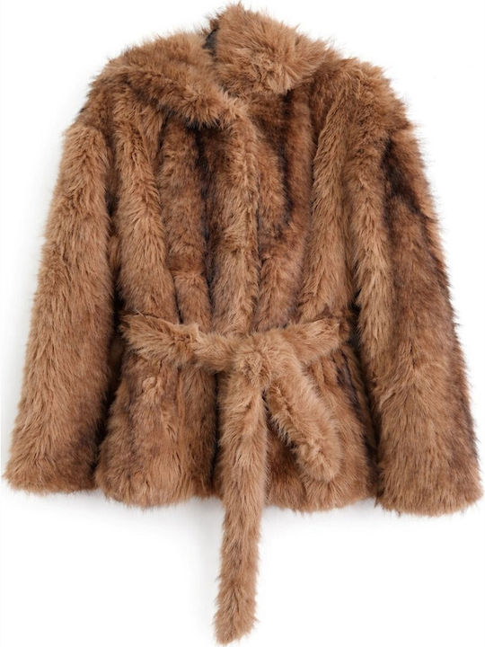 Women's Short Fur Camel