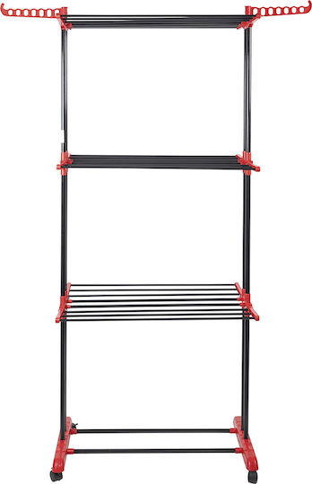 Galileo Folding Floor Clothes Drying Rack Metallic with Wheels Hanging Length 18m