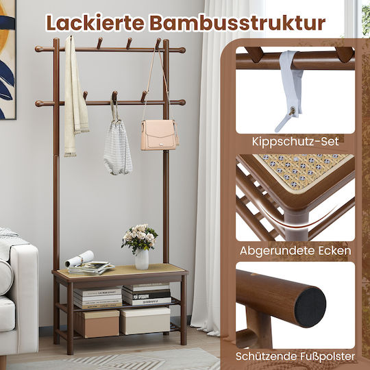 Eingangsmöbel mit Garderobe & Bank Καφέ Χρώμα 71x30x169.5cm
