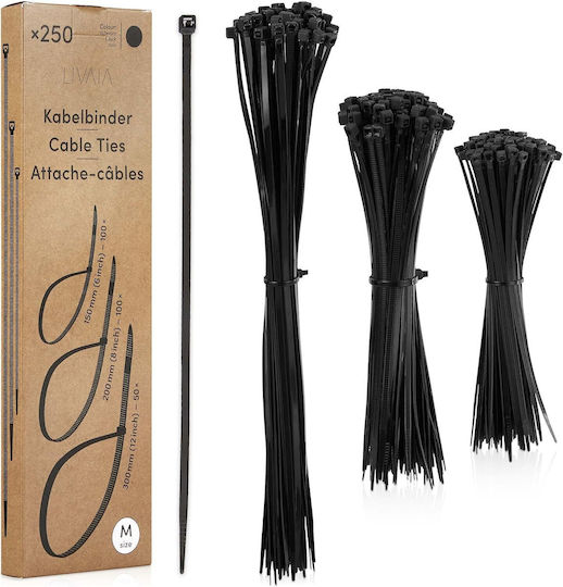 Trytytki Cable Ties Set 250 Pieces 3 Sizes 150 200 300 Mm Black