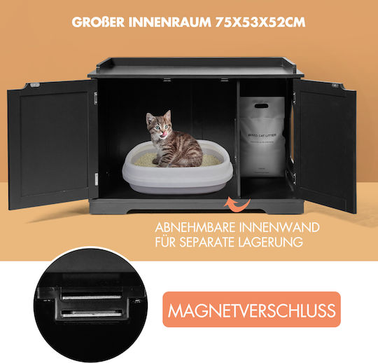 Costway Black Indoor Cat House Bed Toilet Hw65619bk