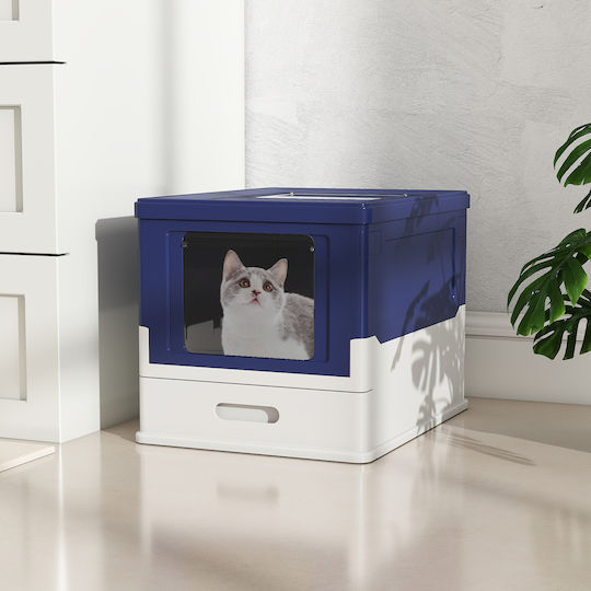 Costway Котешка тоалетна Затворена Синя