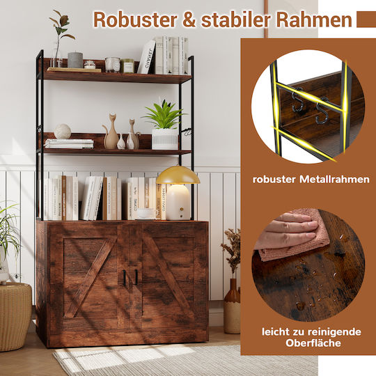 Costway Compact Cat Litter Furniture Bookshelf Entrance Brown Pv10388cf