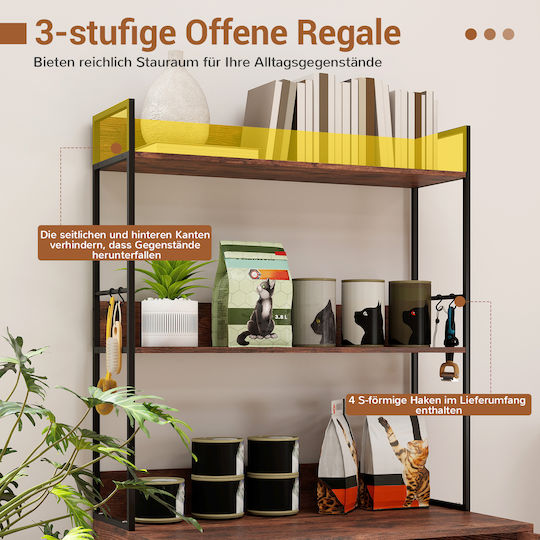 Costway Compact Cat Litter Furniture Bookshelf Entrance Brown Pv10388cf