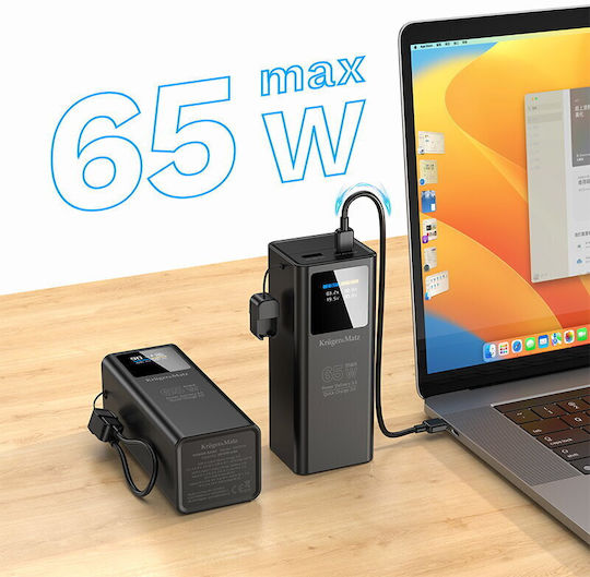 Kruger & Matz Power Bank 20000mAh 65W Power Delivery Încărcare Rapidă Negru