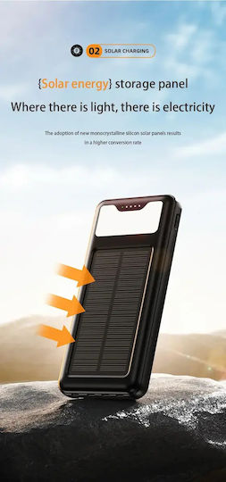 Andowl Q-DC79 Ηλιακό Power Bank 12000mAh με 2 Θύρες USB-A Μαύρο