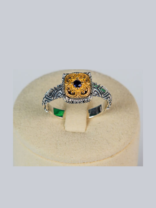 Ring with Zircon made of Silver Gold Plated