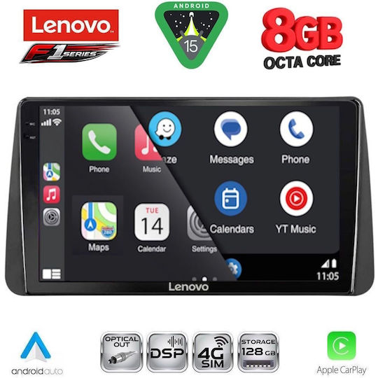 Lenovo Ηχοσύστημα Αυτοκινήτου για Fiat Tipo 2018-2023 (Bluetooth/USB/WiFi/GPS/Apple-Carplay/Android-Auto) με Οθόνη Αφής 9"