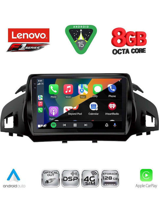 Lenovo Car Audio System for Ford Kuga / C-Max 2013-2019 (Bluetooth/USB/WiFi/GPS/Apple-Carplay/Android-Auto) with Touch Screen 9"