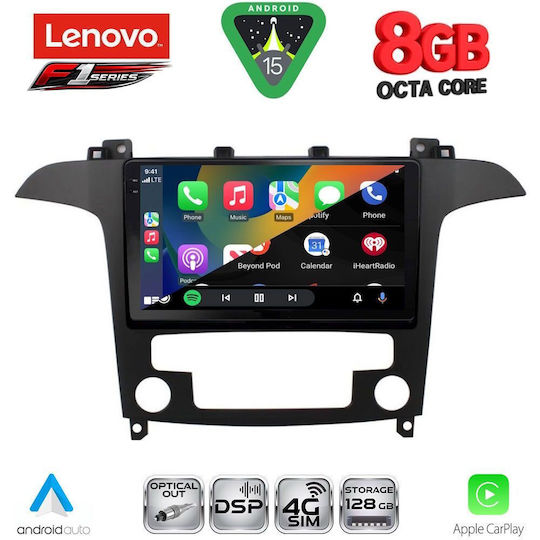 Lenovo Car Audio System for Ford S-Max 2006-2014 with Clima (Bluetooth/USB/WiFi/GPS/Apple-Carplay/Android-Auto) with Touch Screen 9"
