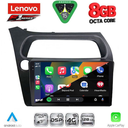 Lenovo Car Audio System for Honda Civic 2006-2012 (Bluetooth/USB/WiFi/GPS/Apple-Carplay/Android-Auto) with Touch Screen 9"