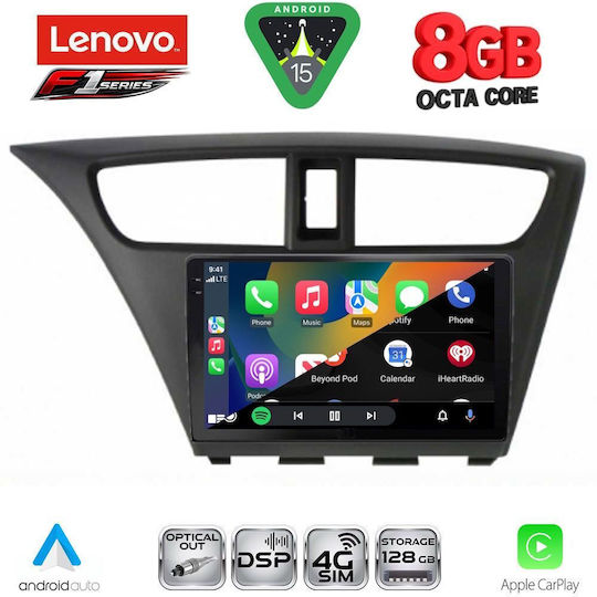 Lenovo Ηχοσύστημα Αυτοκινήτου για Honda Civic 2012-2016 (Bluetooth/USB/WiFi/GPS/Apple-Carplay/Android-Auto) με Οθόνη Αφής 9"