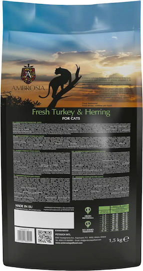 Ambrosia Fresh Turkey & Herring Sterilised Cats Trockenfutter Diät, ohne Getreide für erwachsene sterilisierte Katzen mit Türkei 1.5kg