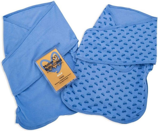 Babybliss Спален Чувал Носещо Се Одеяло За Повиване Blisssnug Сини Коли Blue Комплект 2 Бр