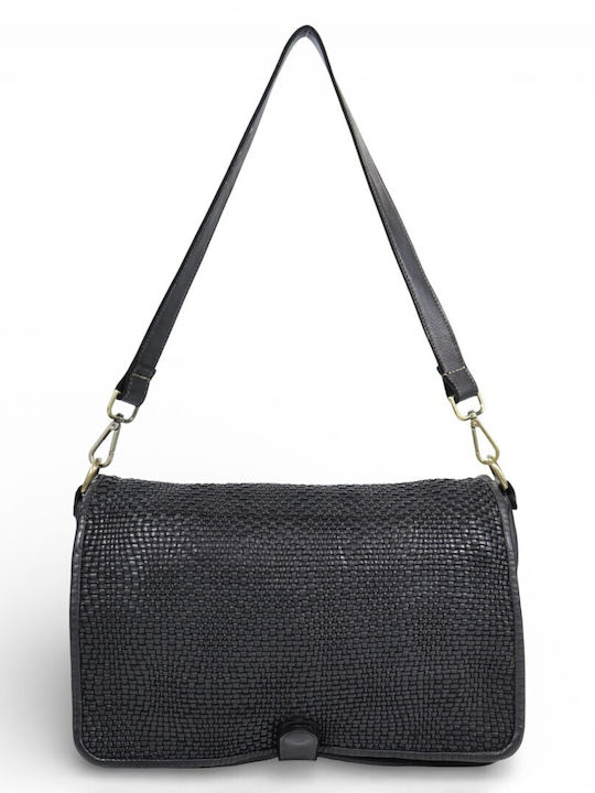 Black Leather Women's Flap Bag