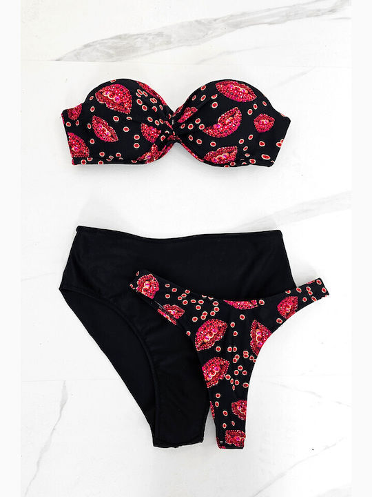 Set Bikini Set De Bikini Push Up Talie Înaltă Negru
