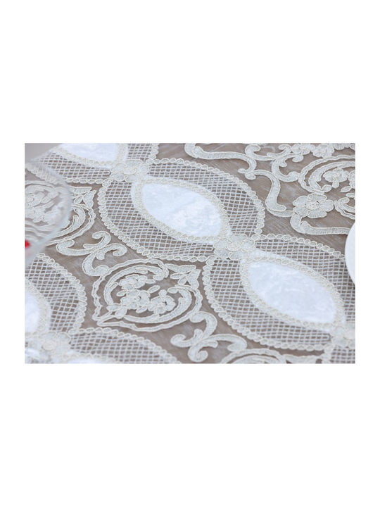 Liolios Home Ράνερ με Κέντημα Ivory 40x150εκ.