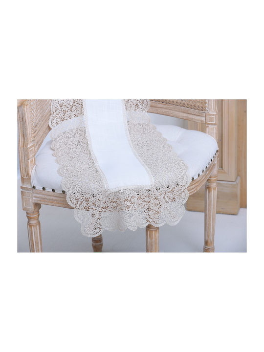 Liolios Home Τραπεζομάντηλο Λινό με Κέντημα Qz1600053 Cappuccino 85x85εκ.