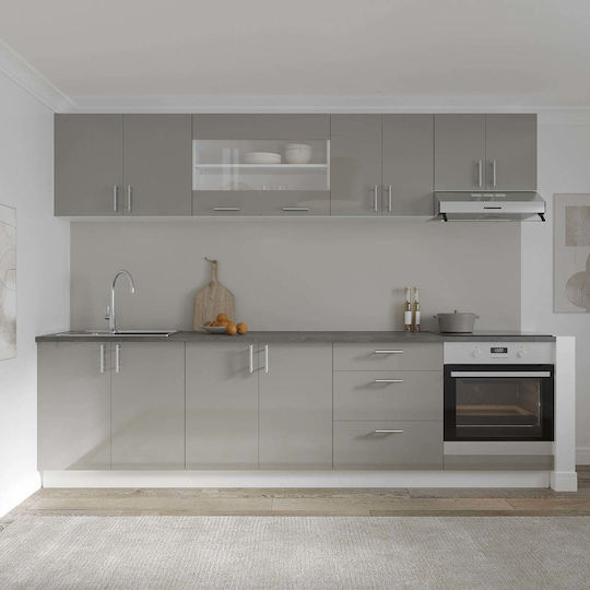 Corp Dulap de bucătărie Agățat cu Blat de Lucru Glossy Grey/white 60x30x60buc