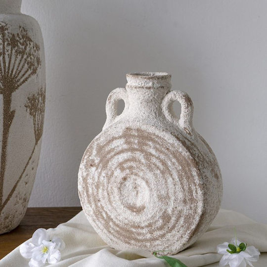 Artekko Διακοσμητικό Βάζο Κεραμικό Antique Λευκό Φ18.5xΥ23cm