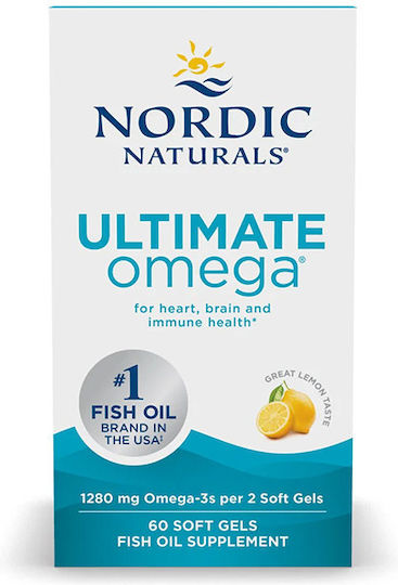 Nordic Naturals Ultimate Omega Fish Oil 1280mg 60 softgels Lemon