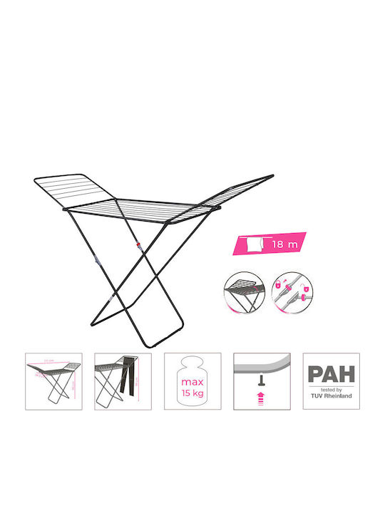 Eurogold Stabilo Metallic Folding Floor Clothes Drying Rack with Hanging Length 18m
