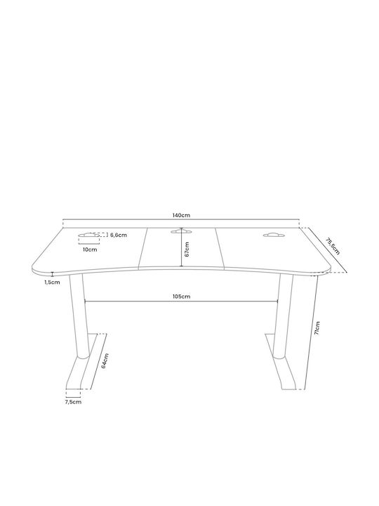 Birou de Jocuri Arena din Lemn Medium Alb 140x75.5x71cm