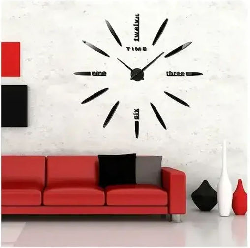Mirror Numbers And Letters Do It Yourself Black 3D Wanduhr Aufkleber Kunststoff Schwarz