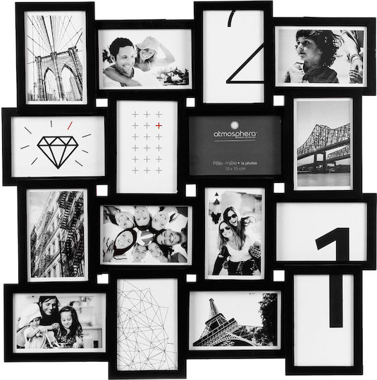 Ramă Foto de Perete Multi 16 Poziții cu Cadru Negru din Lemn 60x60 Ramă Foto de Perete Multi 16 Poziții cu Cadru Negru din Lemn 60x60