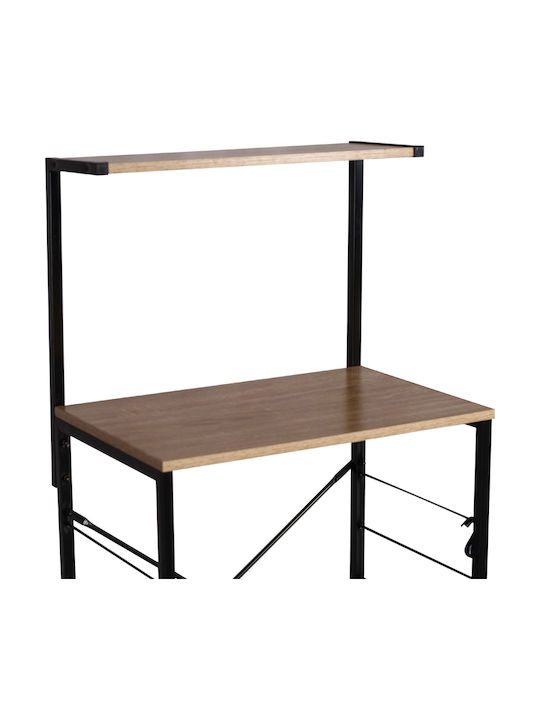 Metallic Kitchen Rack 3 Tiers Black 60x40x123cm