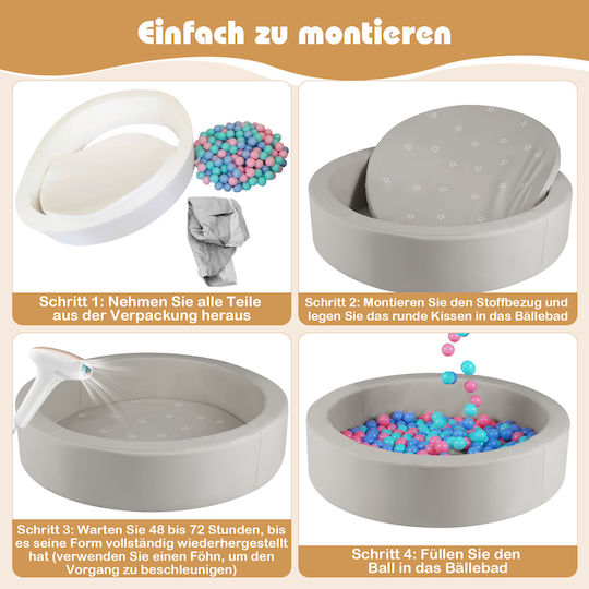 Costway Ball Pit made of Fabric 105x105cm. Gray