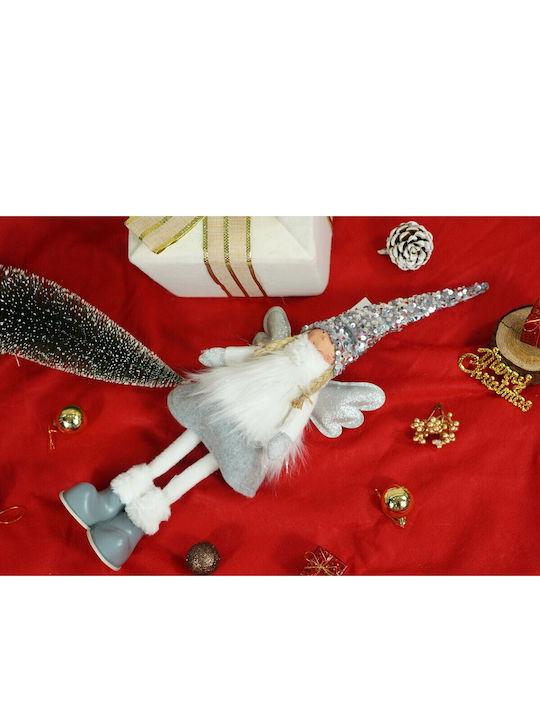 Christmas Angel Ornament Flippy White Grey Textile 53 Cm