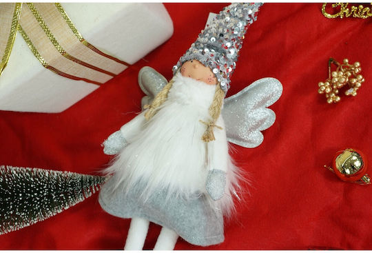 Ornament Înger de Crăciun Flippy Alb Gri Textil 53 Cm